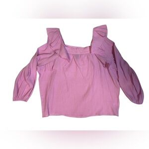 Design365 NWT Womens Icing Pink Ruffle Long Sleeve Square Neck Blouse 3X